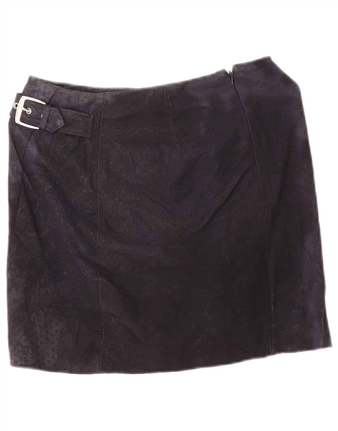 Mango Dame Ruskind Mini Nederdel EU 34 XS W28 Navy Blue Læder