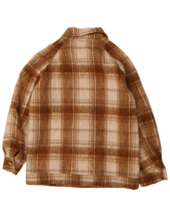 Marks & Spencer Womens Utility Jacket UK 8 Small Brown Plaid Polyester