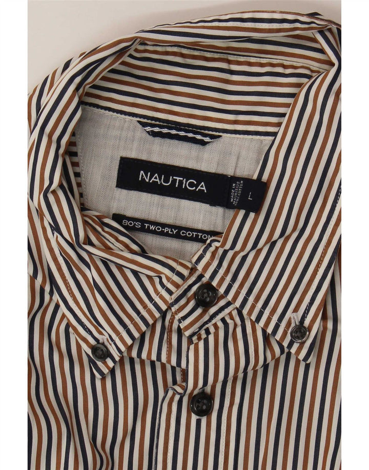 Nautica herreskjorte stor flerfarvet stribet bomuld