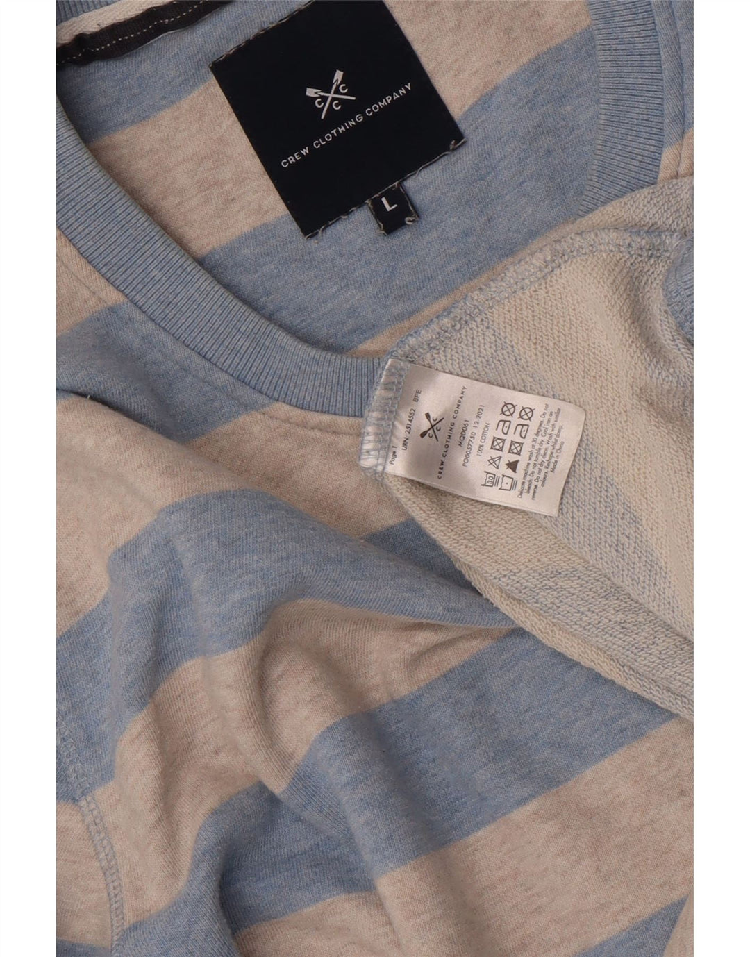 CREW TØJ Herre sweatshirt jumper stor grå stribet bomuld