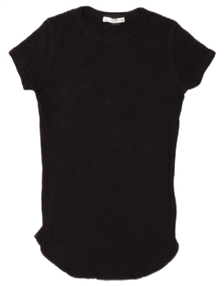Zara Dame T-Shirt Top UK 10 Lille Sort