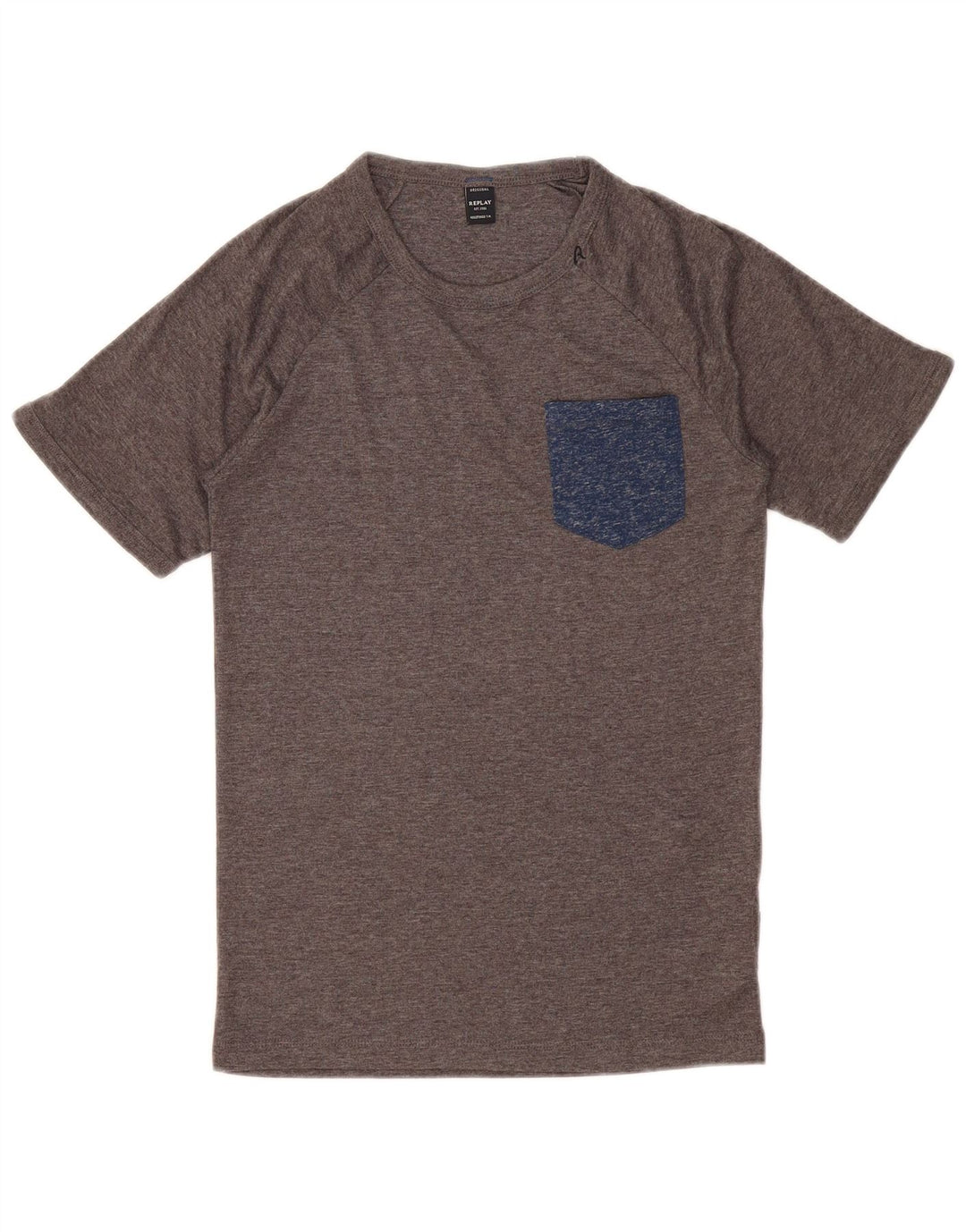 REPLAY Dame T-Shirt Top UK 10 Small Grey Flecked Polyester
