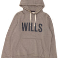 JACK WILLS Mens Graphic Hoodie Jumper Medium Grey Cotton
