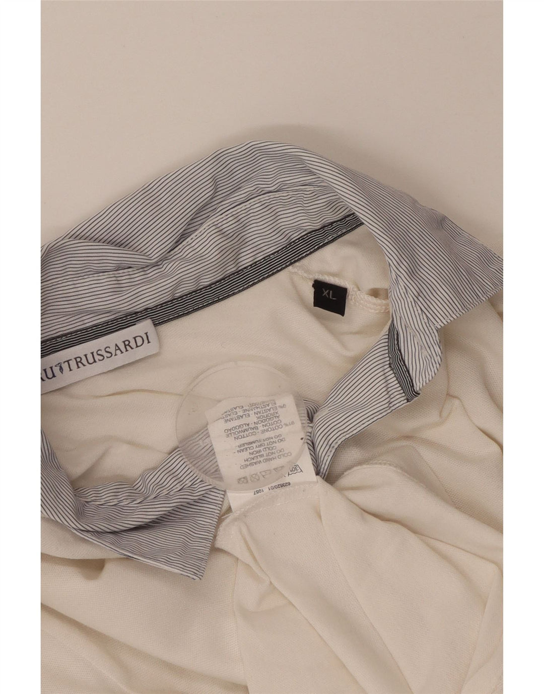 TRUSSARDI Langærmet Rugby Polo Shirt til kvinder UK 18 XL Hvid Bomuld