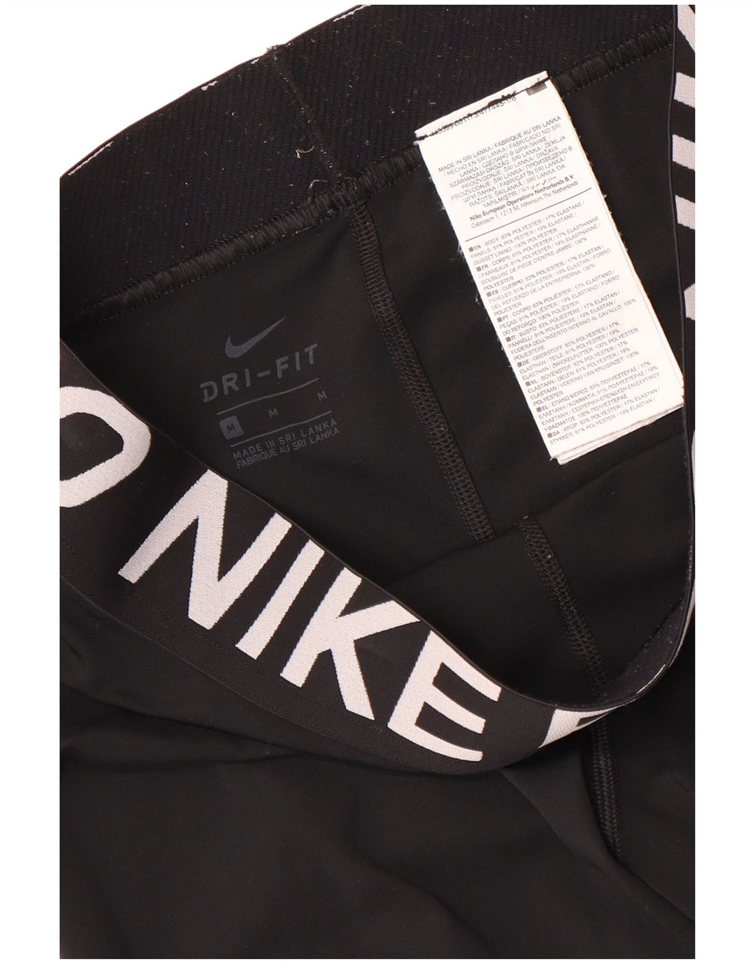 Nike Dame Dri Fit Grafiske Capri Leggings UK 12 Medium Sort Polyester