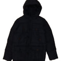 BENETTON Boys Hooded Padded Jacket 10-11 Years XL Navy Blue Polyester Vintage Benetton and Second-Hand Benetton from Messina Hembry 