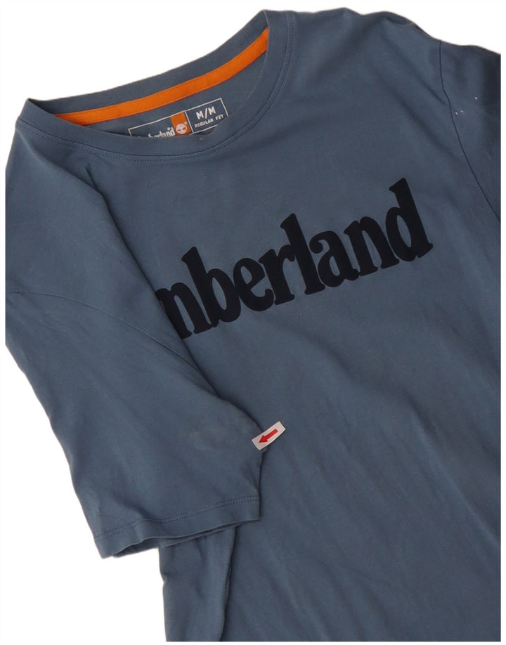 TIMBERLAND Herre Regular Fit grafisk T-shirt top mellemblå bomuld