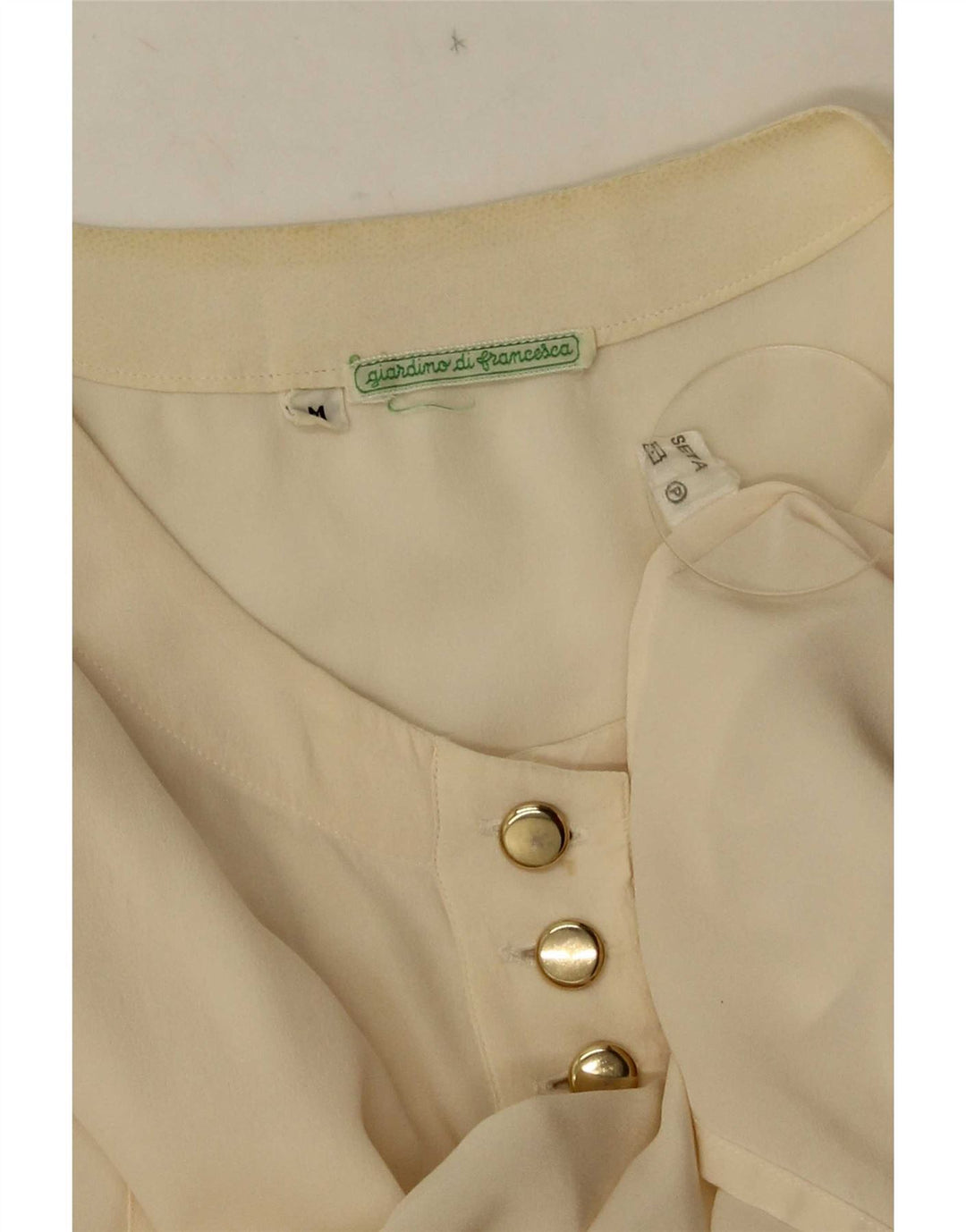Vintage dameskjorte bluse UK 14 Medium Off White Silke