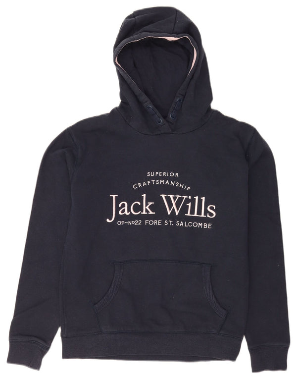Jack Wills Grafisk hættetrøje til drenge 12-13 år marineblå bomuld
