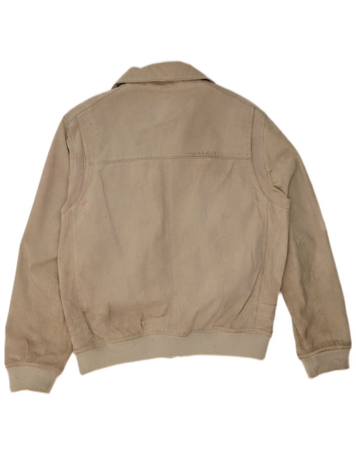 Heine Herre Ruskind Bomber Jacket UK 44 2XL Beige Læder