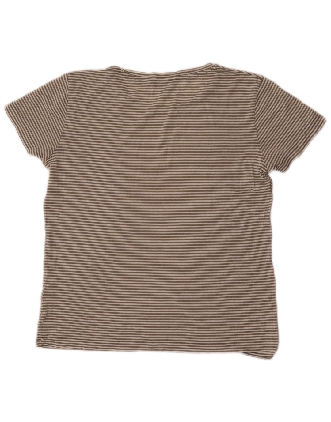 Cos Dame T-Shirt Top UK 14 Medium Grå Stribet Bomuld