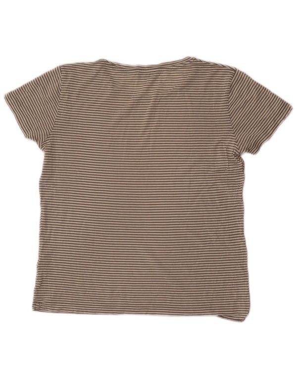 Cos Dame T-Shirt Top UK 14 Medium Grå Stribet Bomuld