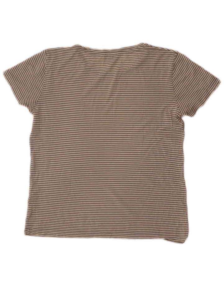 Cos Dame T-Shirt Top UK 14 Medium Grå Stribet Bomuld