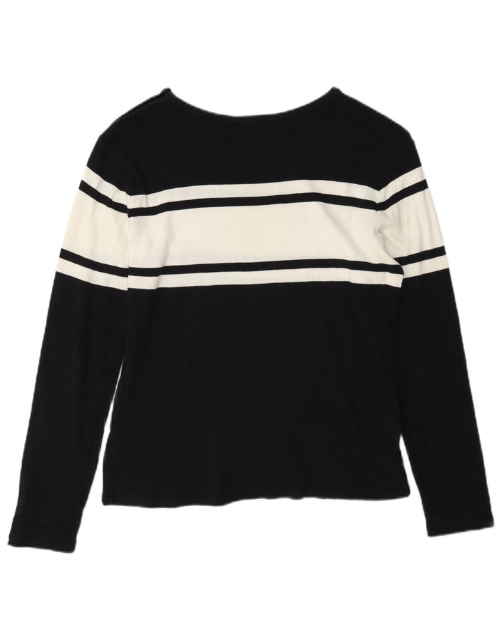 Chaps Dame Top Langærmet UK 14 Large Navy Blue Colourblock Bomuld
