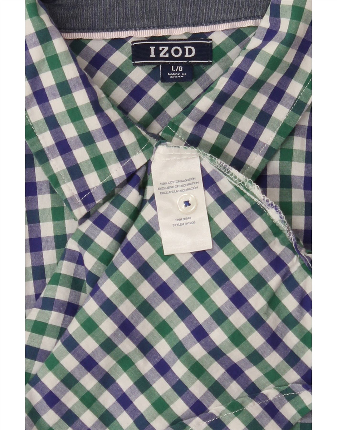 IZOD Womens Shirt UK 16 Large Green Check Cotton Vintage Izod and Second-Hand Izod from Messina Hembry 