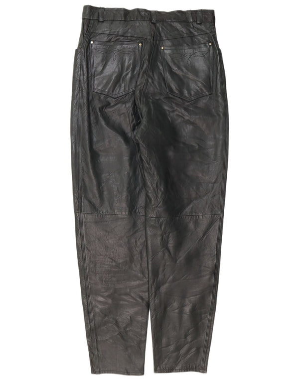 Vintage koniske læderbukser til kvinder IT 42 Medium W30 L30 Sort