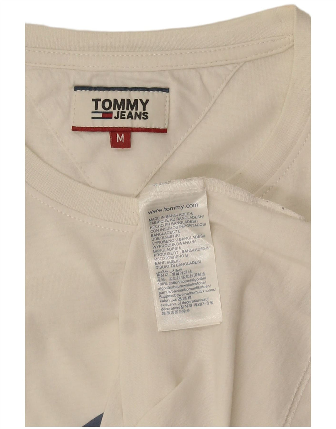 Tommy Hilfiger Herre grafisk T-shirt Top Medium Hvid Bomuld