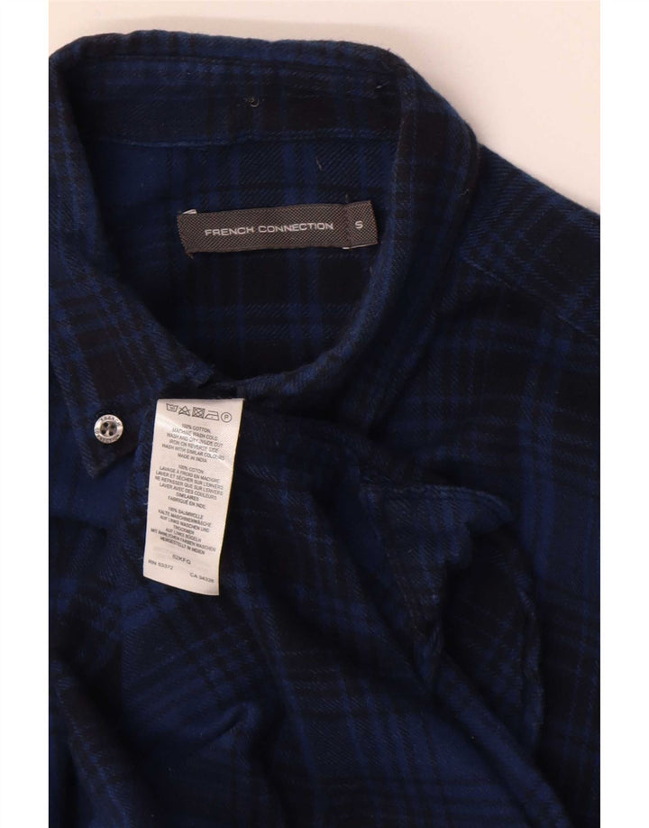 French Connection Herre flannel skjorte lille blå plaid bomuld