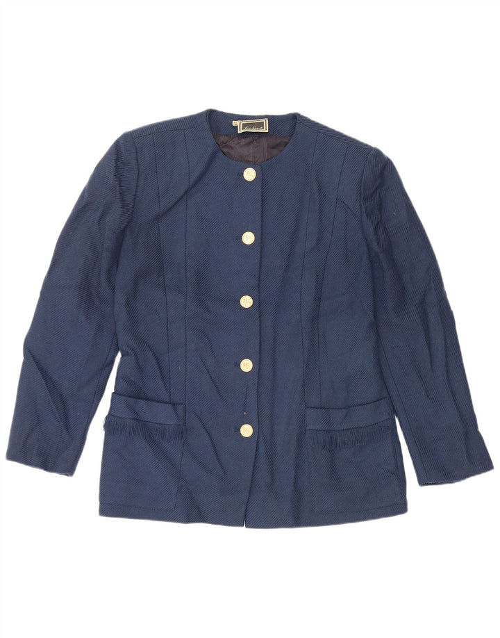 Luisa Spagnoli Dame 5-knaps blazerjakke IT 46 Large Blue Virgin Wool