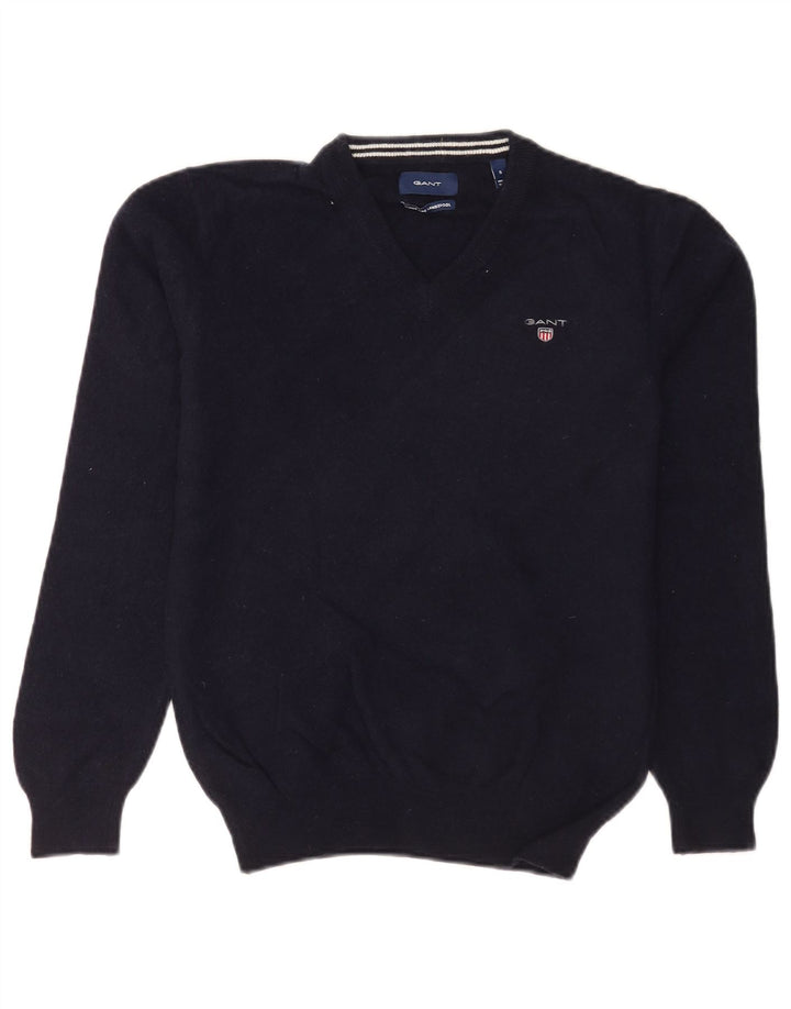 Gant Dame V-hals sweater UK 10 Lille marineblå lammeuld