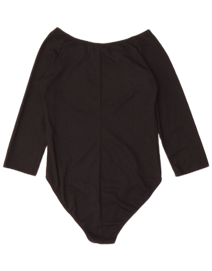 Zara Bodysuit med 3/4 ærmer til kvinder UK 12 Medium Sort Polyester