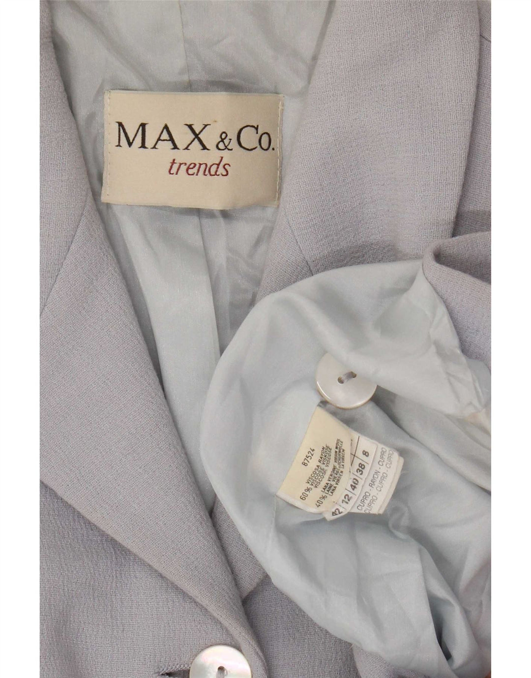 Max & Co. Dame 3-knaps blazerjakke UK 12 Medium Blue Viscose