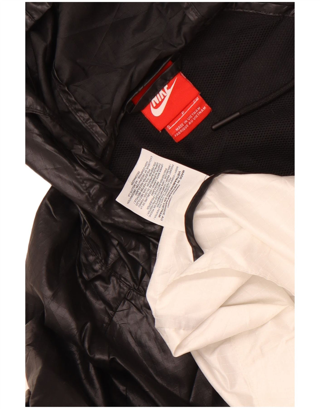 Nike Dame Hætte Oversized Regnjakke UK 10 Small Black Colourblock