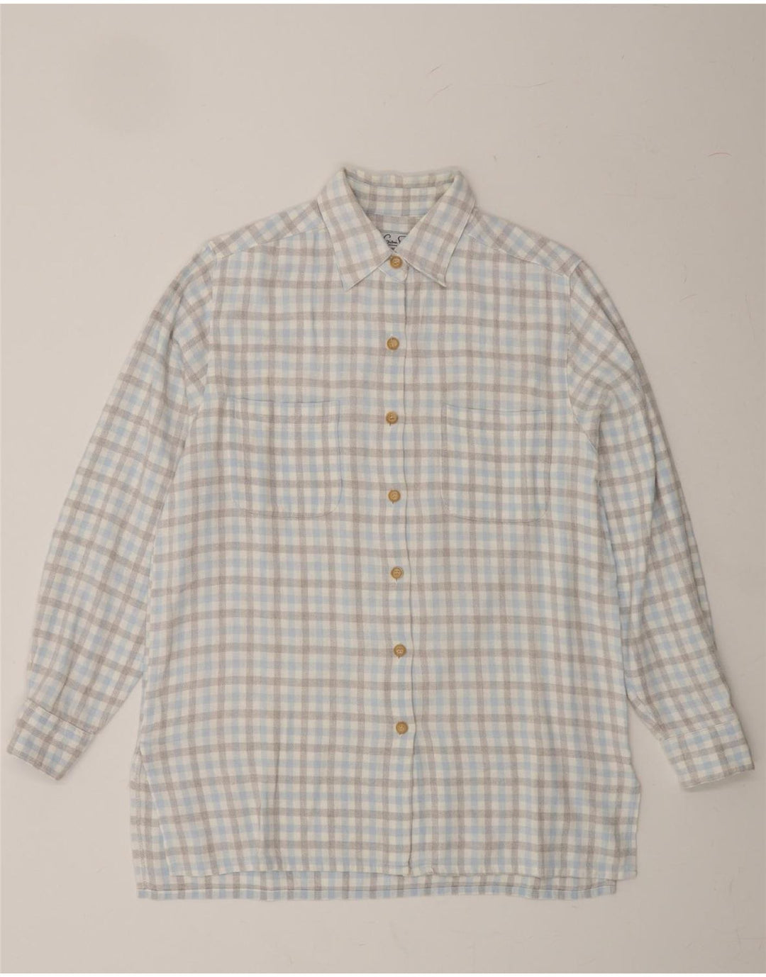 GIANI FEROTI Womens Flannel Shirt UK 10 Small Grey Check Cotton Vintage Giani Feroti and Second-Hand Giani Feroti from Messina Hembry 