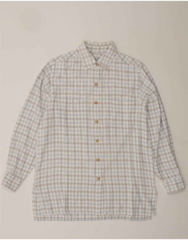GIANI FEROTI Womens Flannel Shirt UK 10 Small Grey Check Cotton Vintage Giani Feroti and Second-Hand Giani Feroti from Messina Hembry 