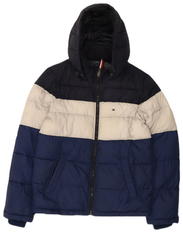 Tommy Hilfiger Herre hættepolstret jakke UK 36 Lille flerfarvet nylon