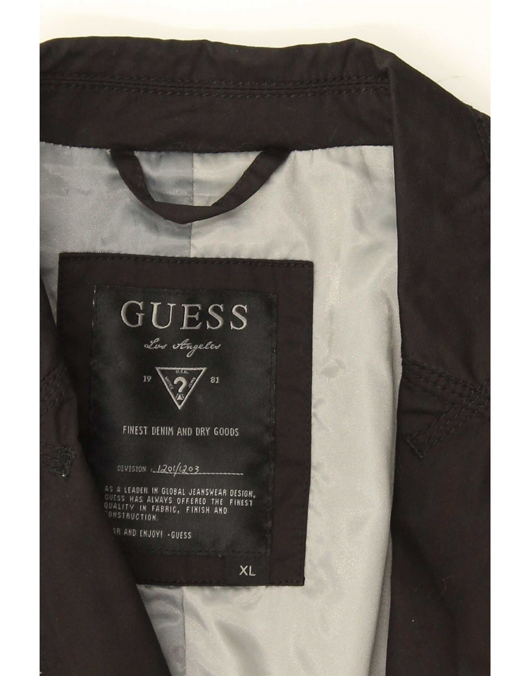 Guess Herre 1 Knap Blazer Jacket UK 42 XL Sort Bomuld