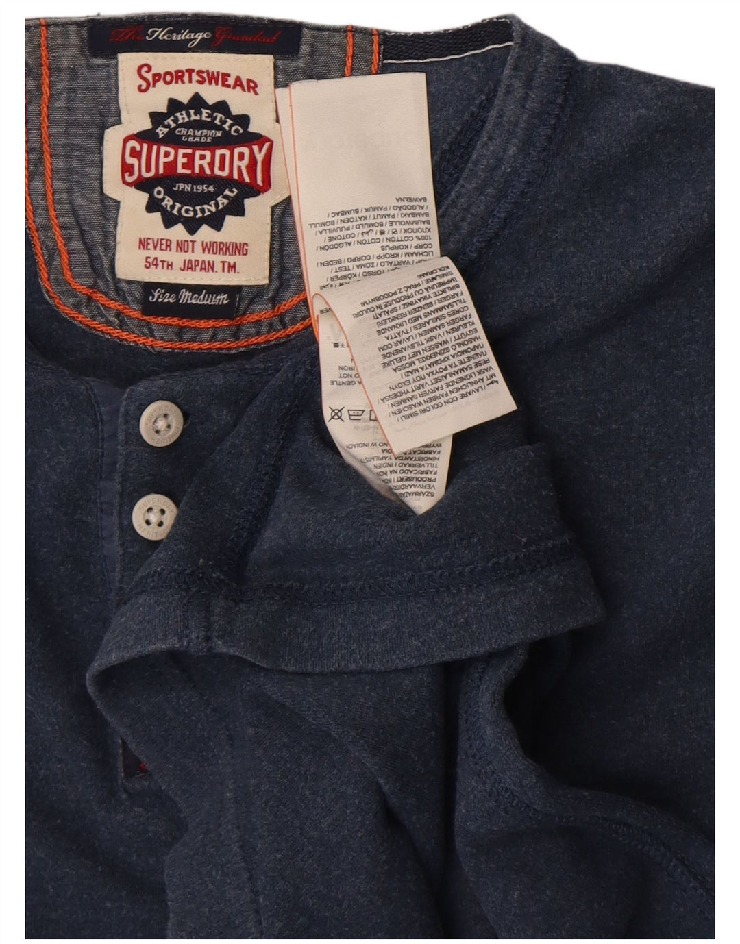 Superdry Herre Top Langærmet Medium Blå Bomuld