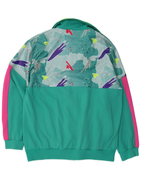 VINTAGE Træningsdragt til mænd Topjakke Stor Grøn Geometrisk