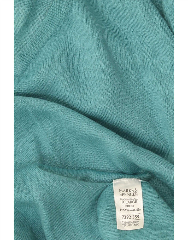 Marks & Spencer Herre V-hals sweater XL Grøn Akryl