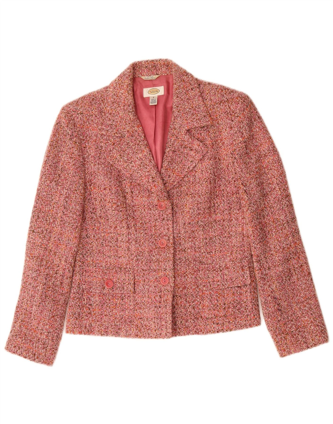 TALBOTS Dame 3-knaps blazerjakke US 8 Medium Pink Flecked Acryl