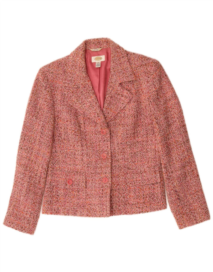 TALBOTS Dame 3-knaps blazerjakke US 8 Medium Pink Flecked Acryl