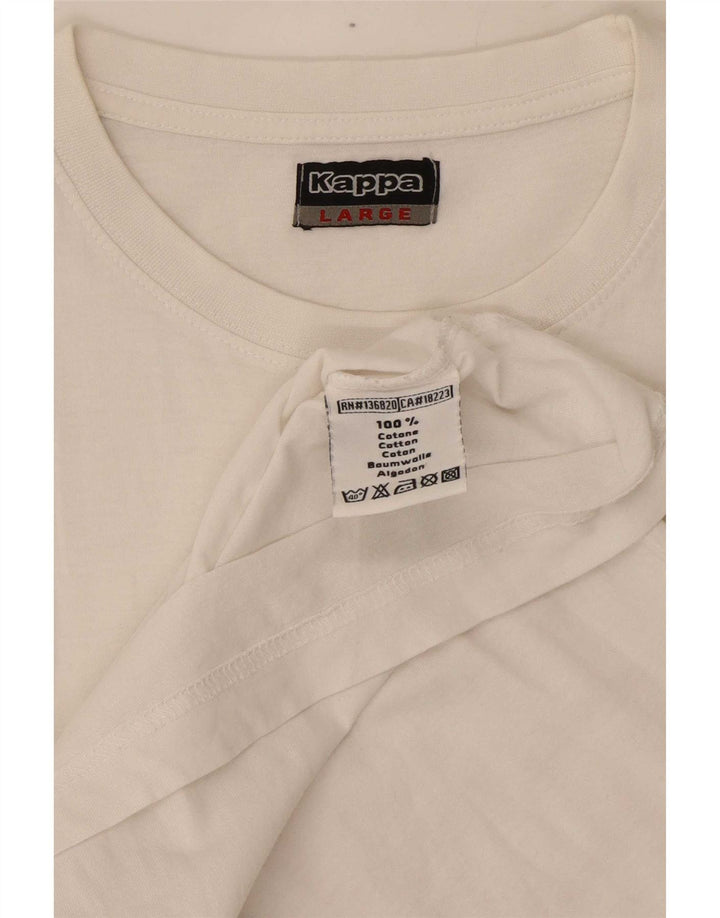 Kappa Herre Grafisk T-Shirt Top Stor Hvid Bomuld