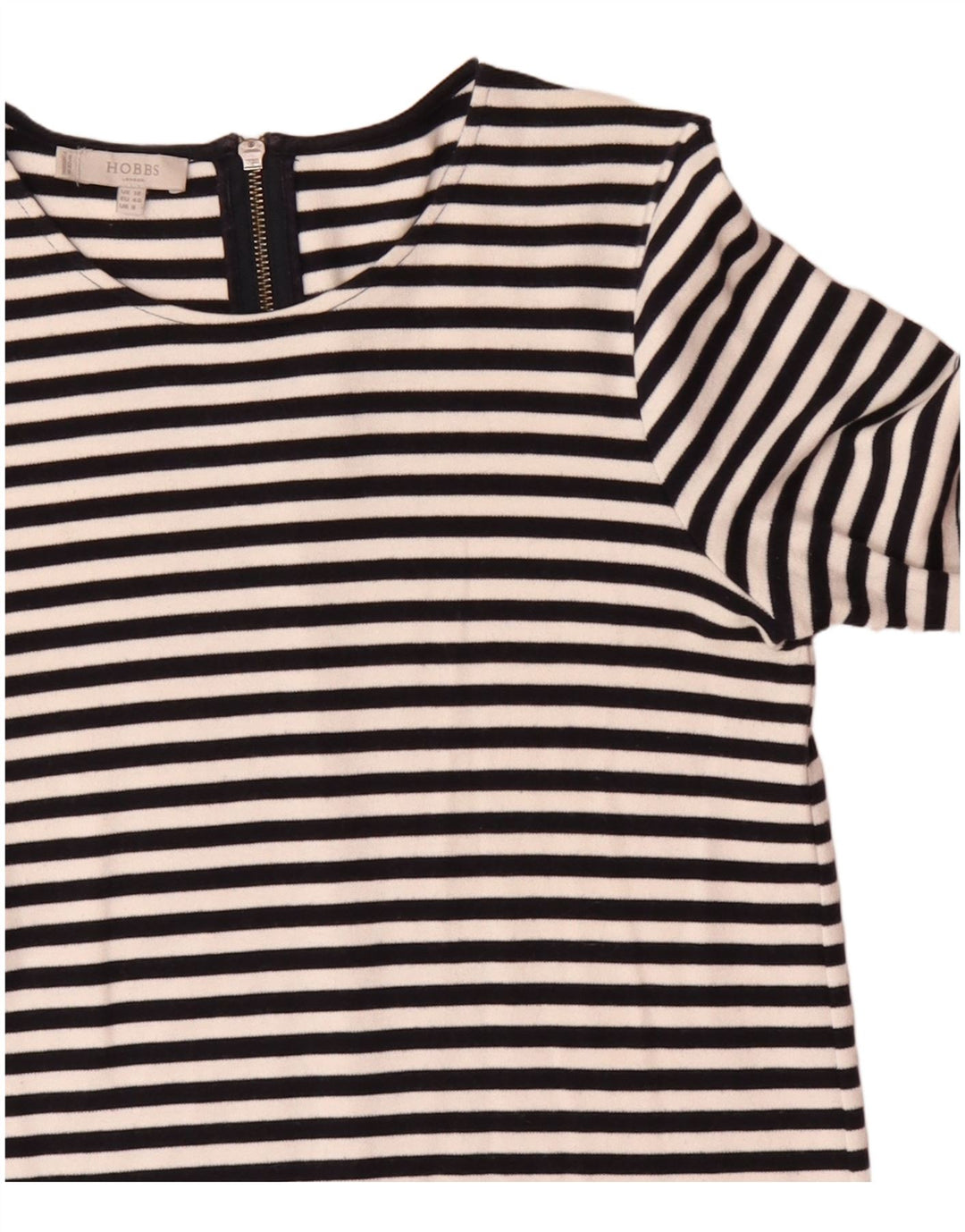 Hobbs dame 3/4 ærmet skiftekjole UK 12 medium sort stribet bomuld