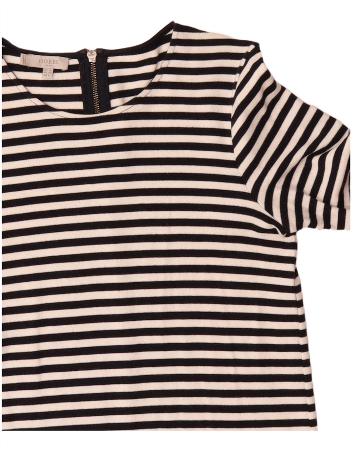 Hobbs dame 3/4 ærmet skiftekjole UK 12 medium sort stribet bomuld