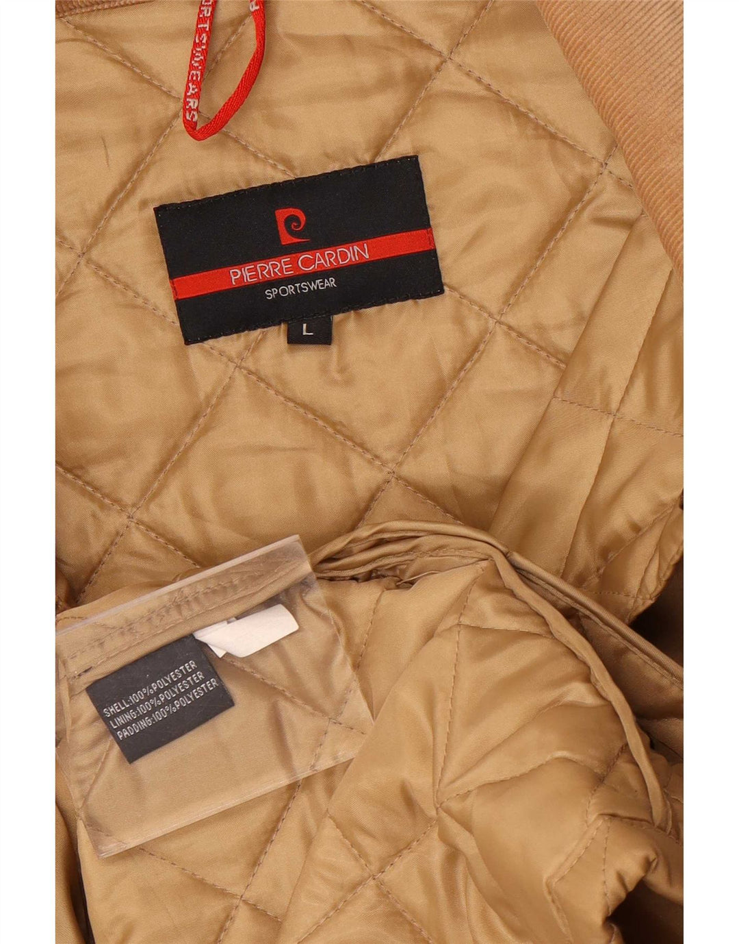 Pierre Cardin Herre quiltet jakke UK 40 Stor Beige Polyester