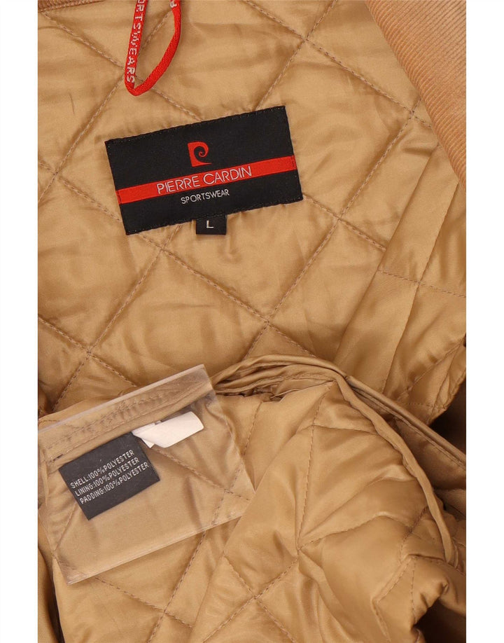 Pierre Cardin Herre quiltet jakke UK 40 Stor Beige Polyester