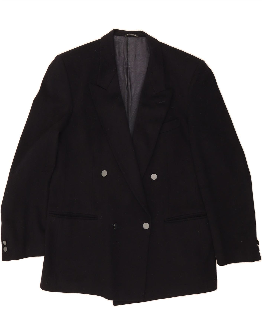 VINTAGE Womens Double Breasted Blazer Jacket UK 16 Large Navy Blue Wool Vintage Vintage and Second-Hand Vintage from Messina Hembry 