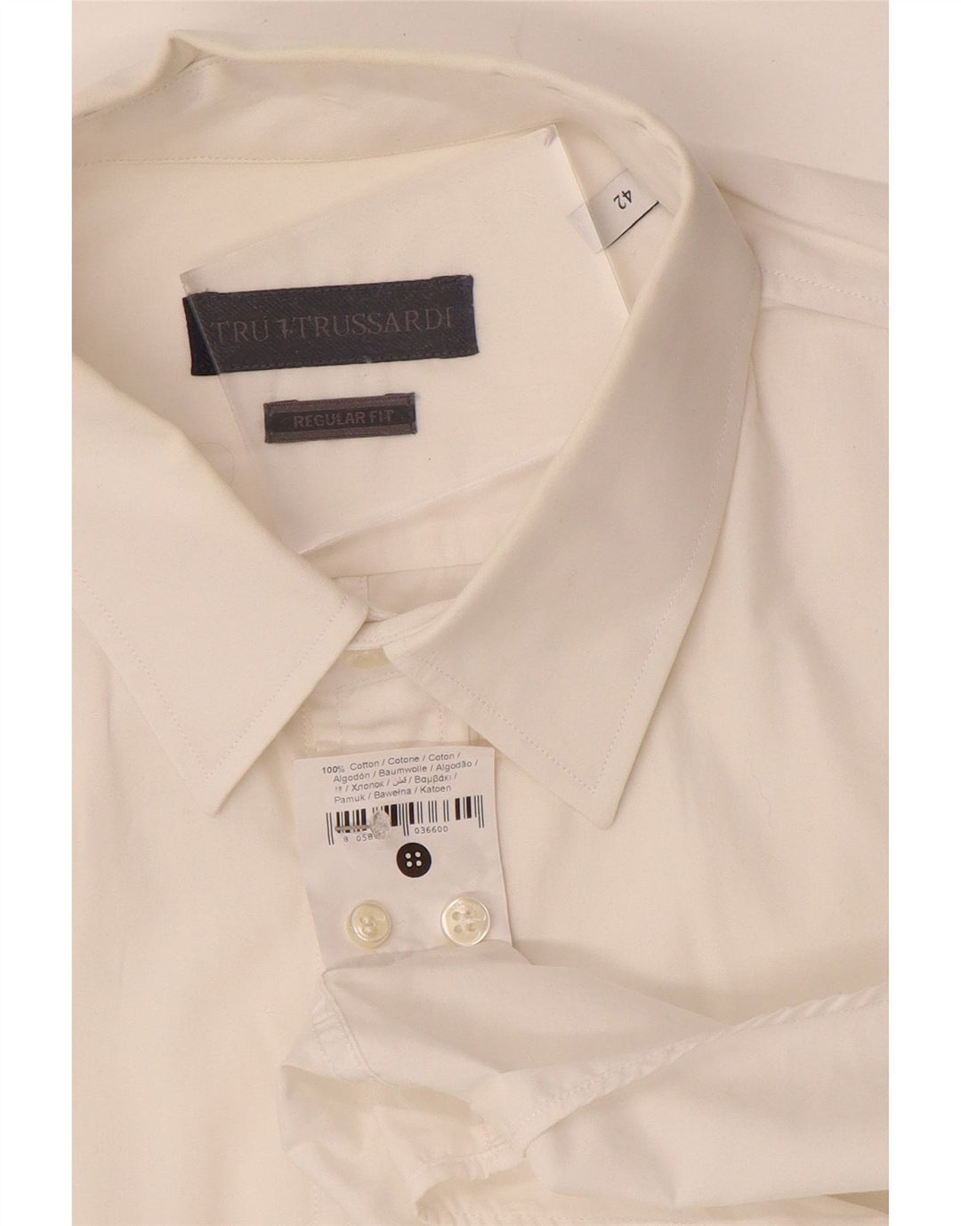 TRUSSARDI Herreskjorte str. 42 Stor hvid bomuld