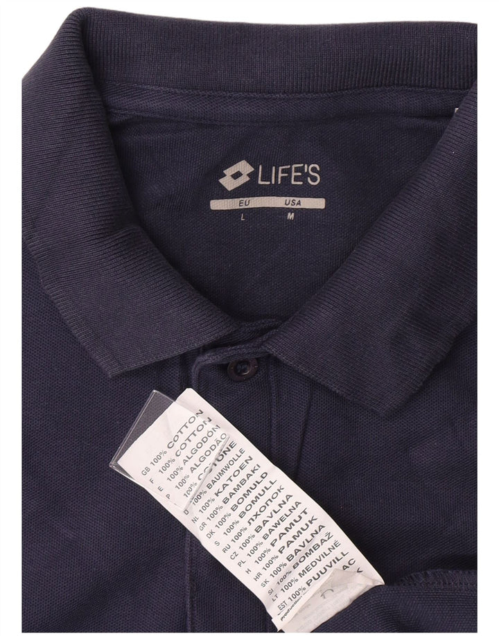 LOTTO Mens Polo Shirt Medium Navy Blue Cotton