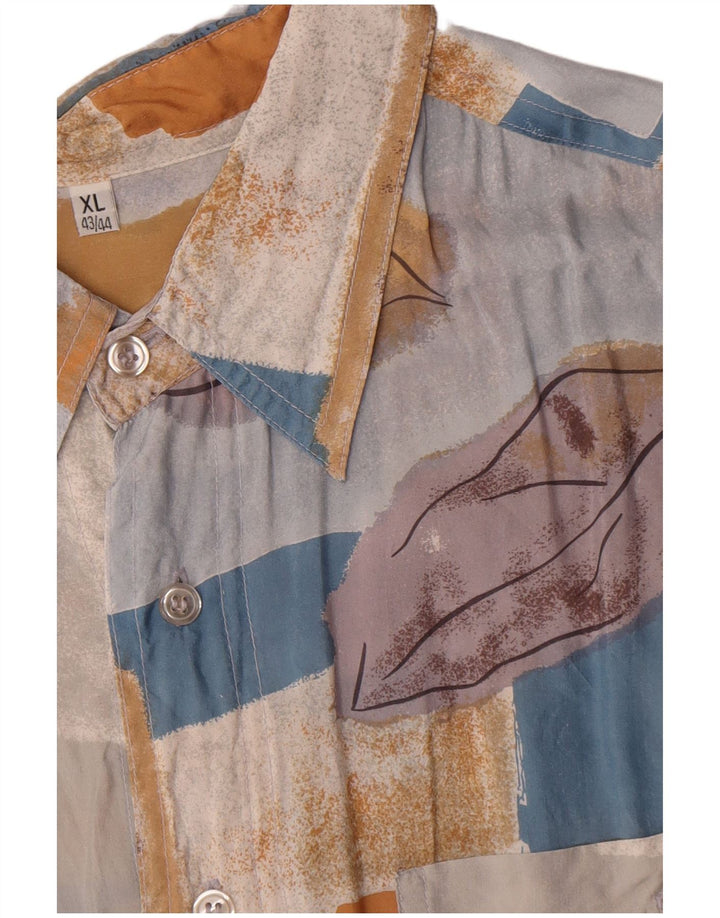 Vintage herre abstrakt mønster skjorte størrelse 43/44 XL flerfarvet