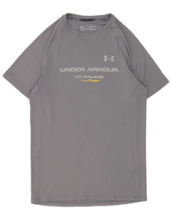 Under Armour Herre Heat Gear Grafisk T-Shirt Top Lille Grå Polyester
