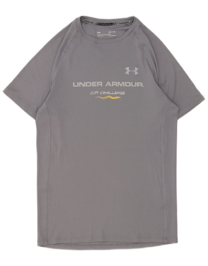 Under Armour Herre Heat Gear Grafisk T-Shirt Top Lille Grå Polyester