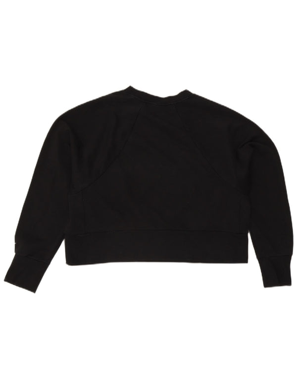 Nike Womens Crop Graphic Sweatshirt Jumper UK 14 Medium Black Polyester