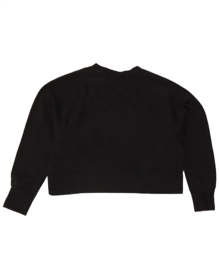 Nike Womens Crop Graphic Sweatshirt Jumper UK 14 Medium Black Polyester