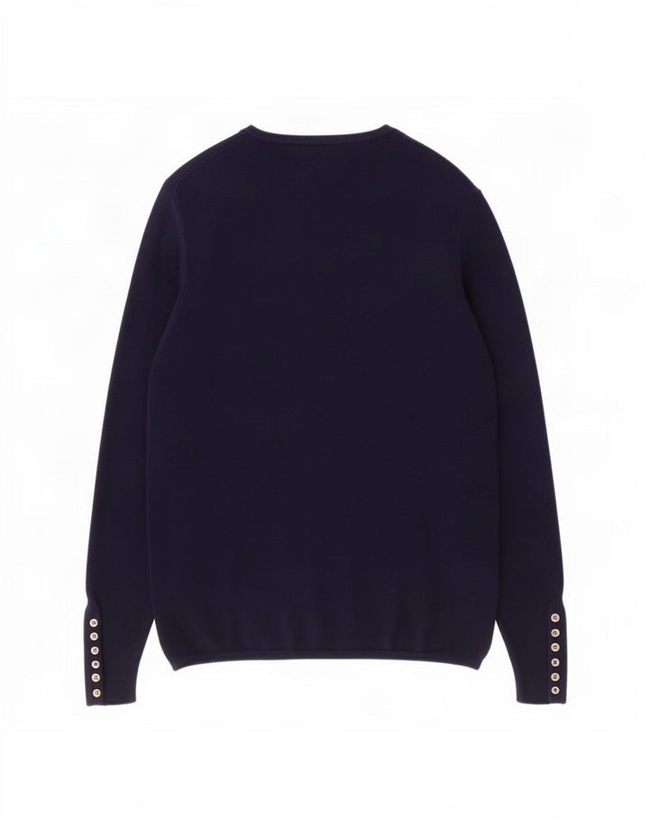 Zara Dame Cardigan Sweater UK 12 Medium Navy Blue Viscose